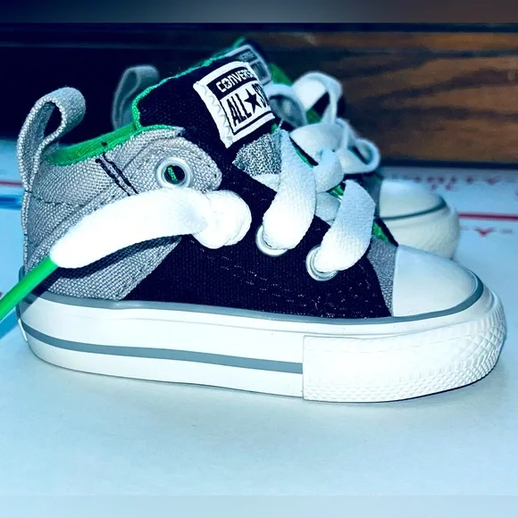 *LIKE NEW** Chuck Taylor AS ‘Street Mid’ (Grey/Black/Green), TD Size 2C: $20 - Picture 6 of 10
